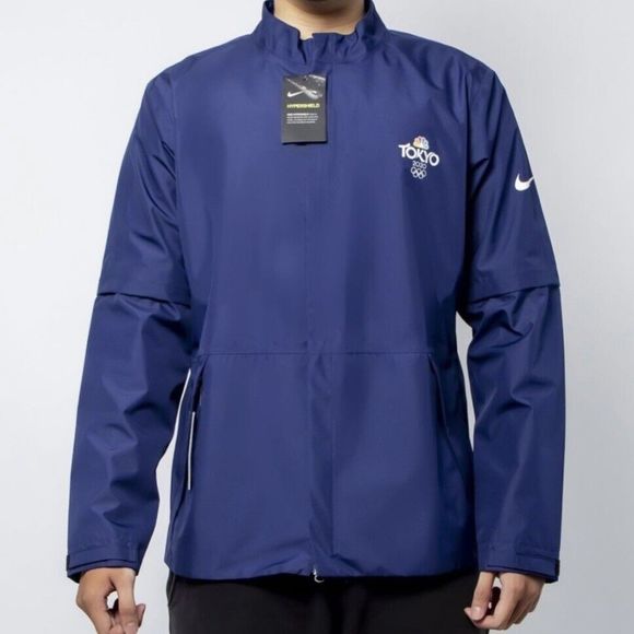 Nike Convertible Golf Jacket Men’s Small Blue Tokyo 2020 Hypershield Long Sleeve - Picture 1 of 15